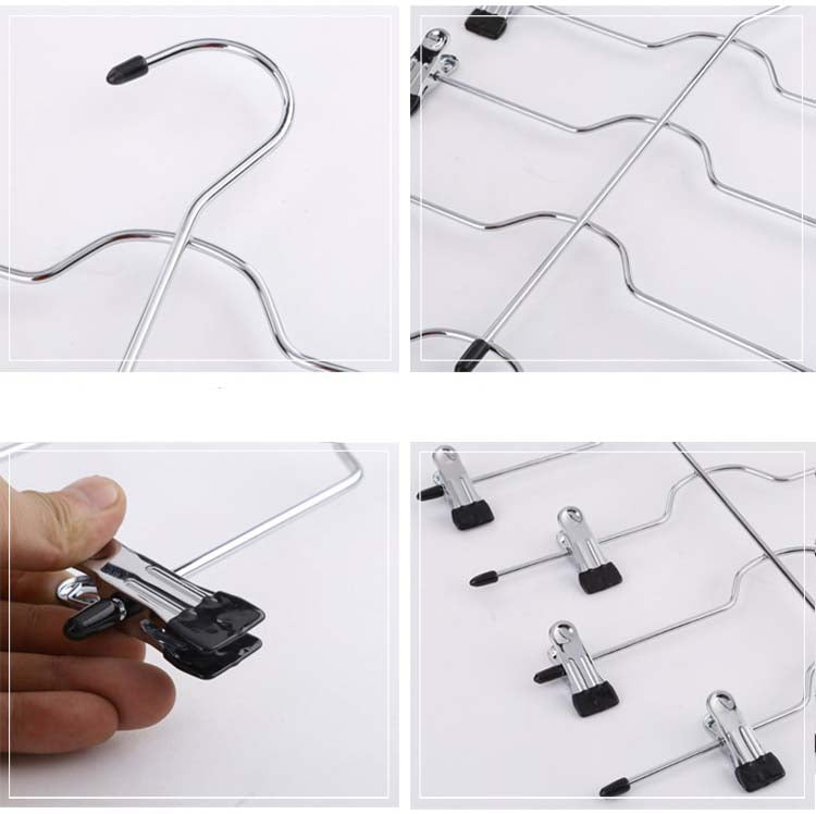 1 PC 32.5*36 cm 4-layer Pants Rack Trousers Skirt Jeans Socks Hanger Drying Rack 8 Clips Wardrobe Space Saving Storage Organizer