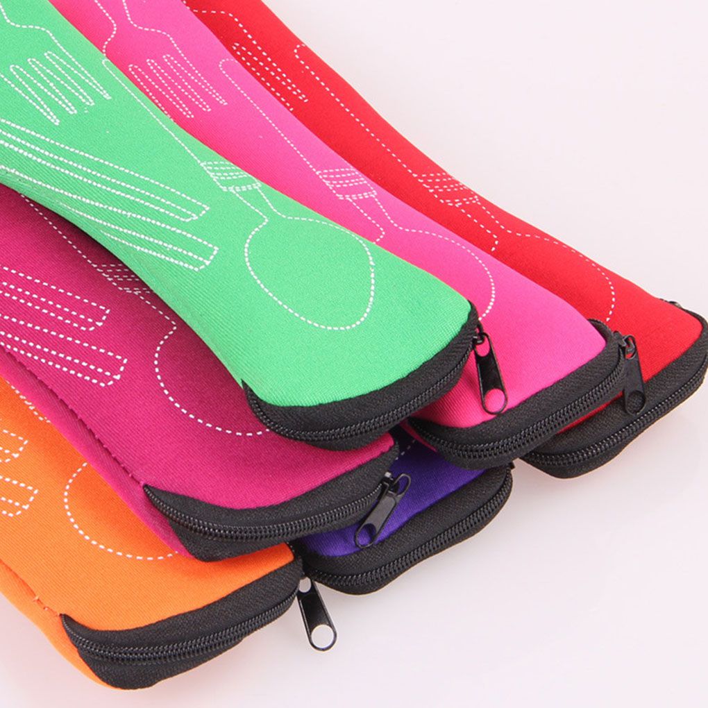 Travel accessories 1pcs popular 3x fork spoon stainless steel cutlery portable camping picnic bag