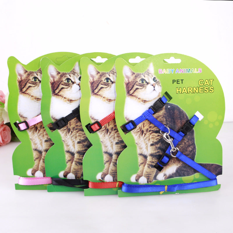 Hot Sale 4 Colors Nylon Products For Pet Cat Harness And Leash Adjustable Pet Traction Harness Belt Cat Kitten Halter Collar Cat