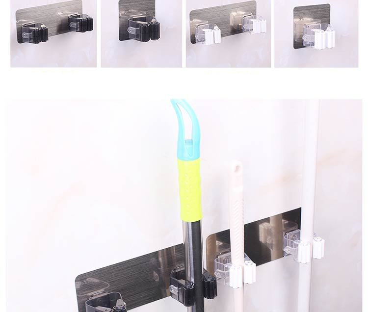 Multifunctional Traceless Sucker Hook Mop Holder Wall Mounted Kitchen Bathroom Suction Cup Rag/Broom/Mop Rack Storage Holder