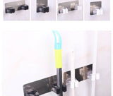 Multifunctional Traceless Sucker Hook Mop Holder Wall Mounted Kitchen Bathroom Suction Cup Rag/Broom/Mop Rack Storage Holder