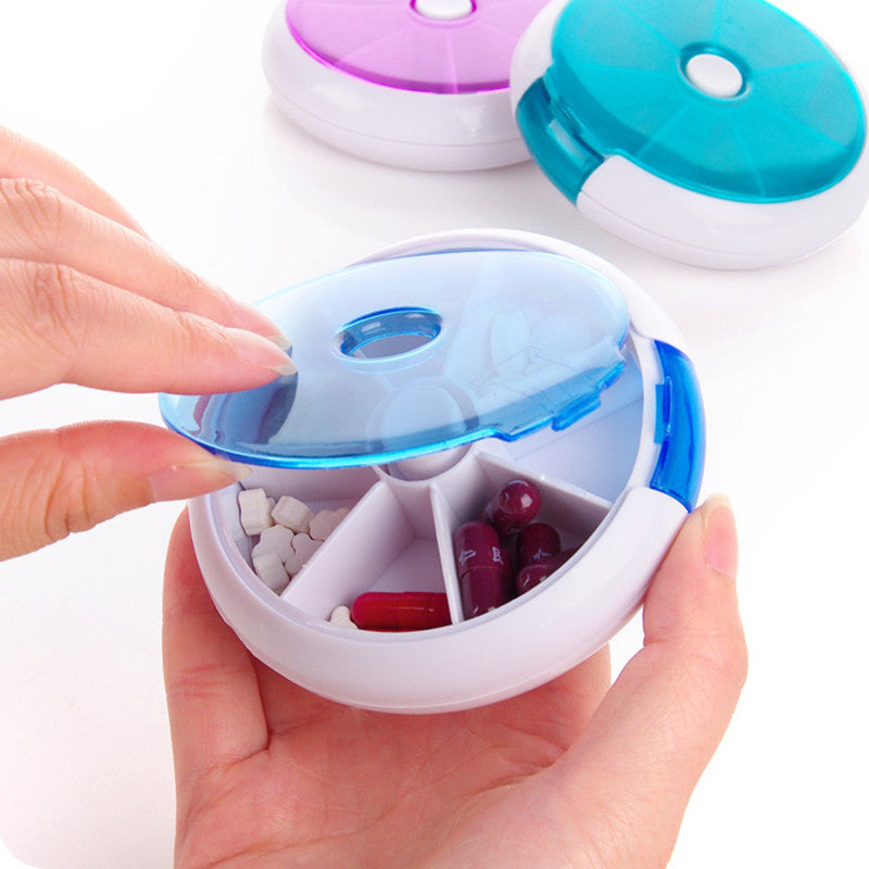 New 7 Slots button rotary Pill Cases Jewelry candy box Storage Box Vitamin Medicine Pill Box Storage Case Container