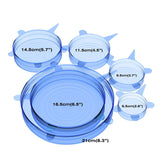 6pcs/set Silicone Lids Durable Reusable Food Save Cover Heat Resisting Fits All Sizes and Shapes of Containers