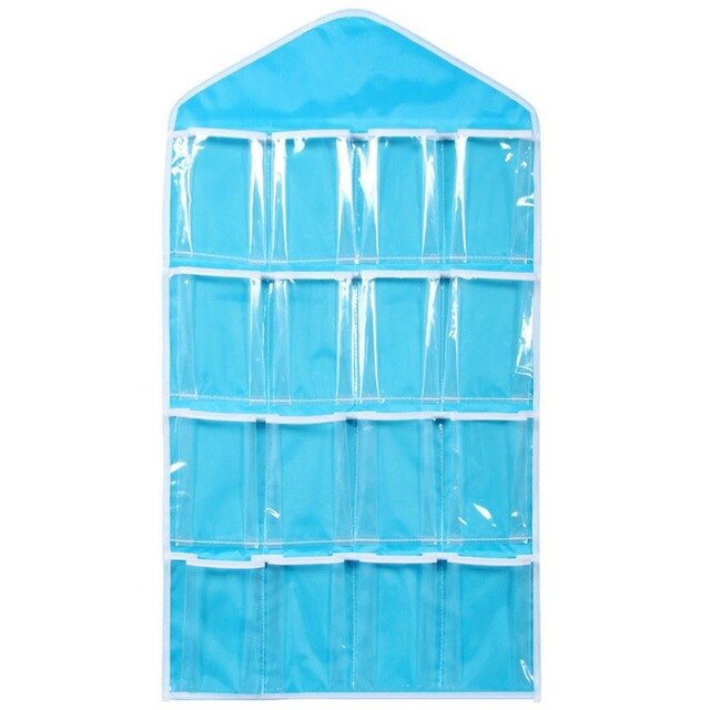 16 Pockets 78*42cm Household Clear Hanging Bag Socks Bra Underwear Rack Hanger Storage Organizer Wardrobe New