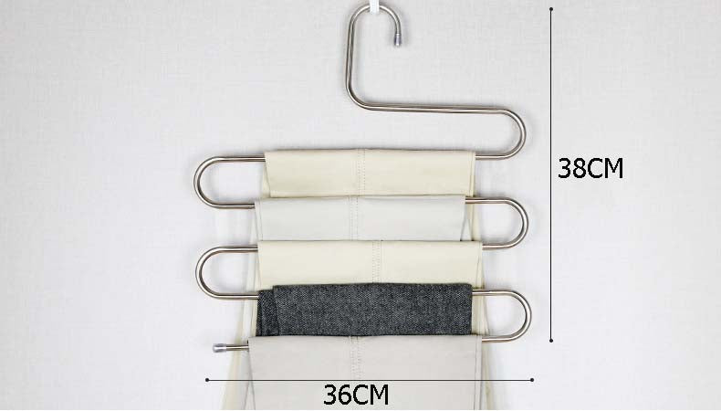 5 layers S Shape MultiFunctional Clothes Hangers Pants Storage Hangers Cloth Rack Multilayer Storage Cloth Hanger 1PC
