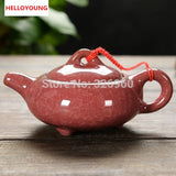 CJ238 Different Colours Handmade Chinese Traditional Calving Glaze Ceramic Tea Service Pottery Teapot Kettle Chinaware
