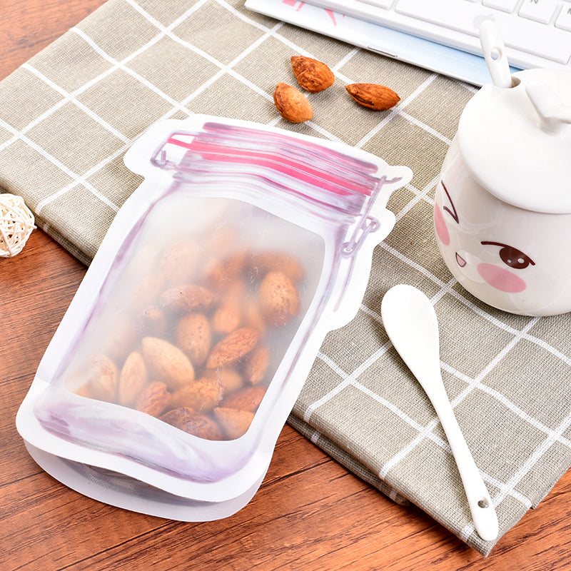 10 pieces Mason Jar Pattern Food Saver Storage Bags Set kitchen organizer Children's snacks Snacks fresh bags Food storage Bags