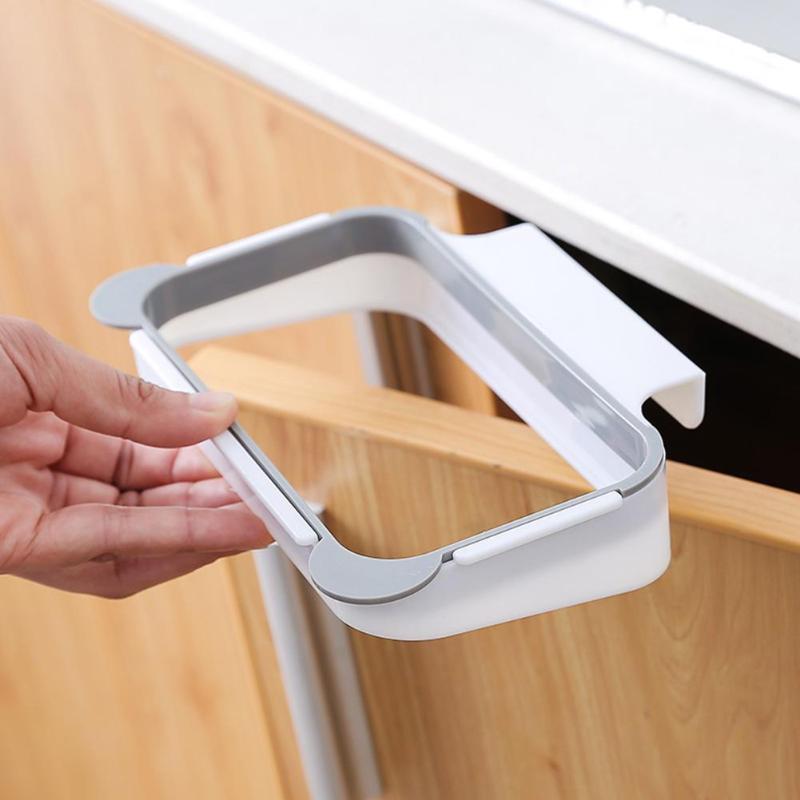 1PC Cupboard Door Back Trash Rack Storage Garbage Bag Holder Hanging Kitchen Cabinet Hanging Trash Rack Kitchen Gadgets