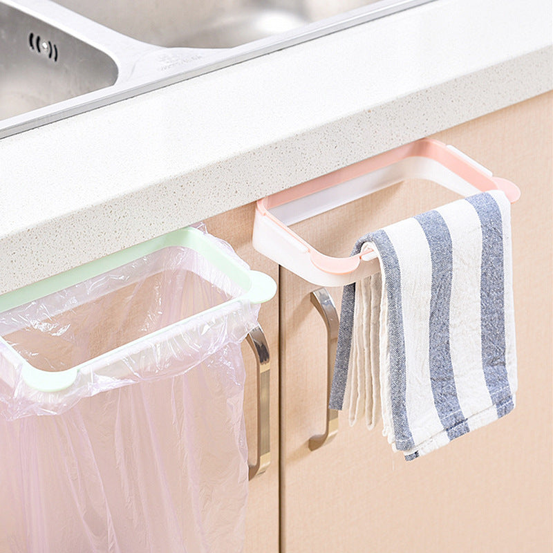 1PC Cupboard Door Back Trash Rack Storage Garbage Bag Holder Hanging Kitchen Cabinet Hanging Trash Rack Kitchen Gadgets