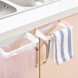1PC Cupboard Door Back Trash Rack Storage Garbage Bag Holder Hanging Kitchen Cabinet Hanging Trash Rack Kitchen Gadgets