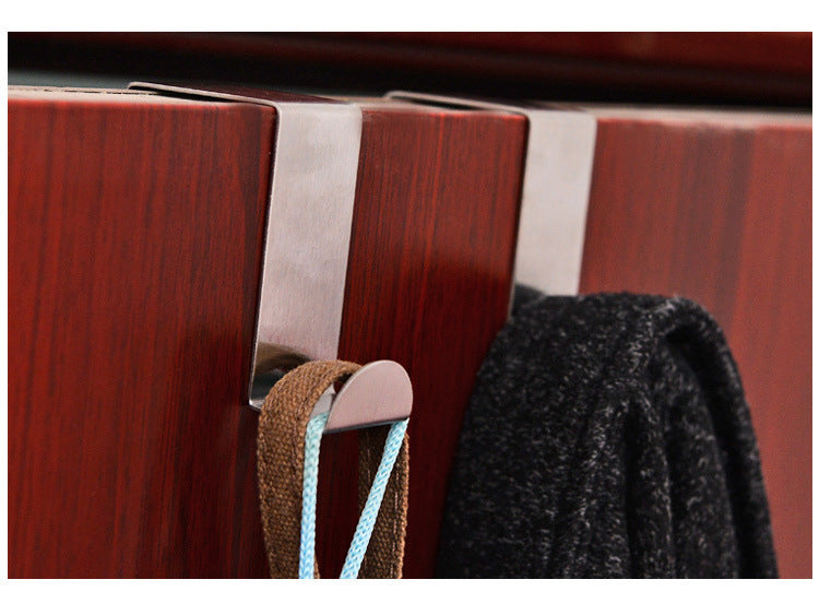 Newest 2PC Door Hook Stainless Kitchen Cabinet Clothes Hanger Levert Dropship