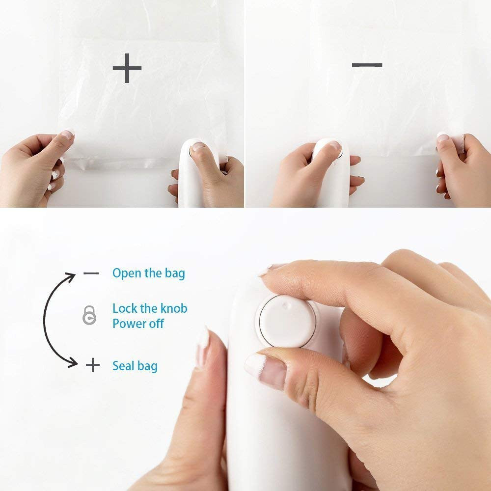 2 in1 Mini Portable Handheld Heat Sealer Useful Blue Plastic Sealing Bag Cutter Resealer Heat Sealing Machine Vacuum Packing