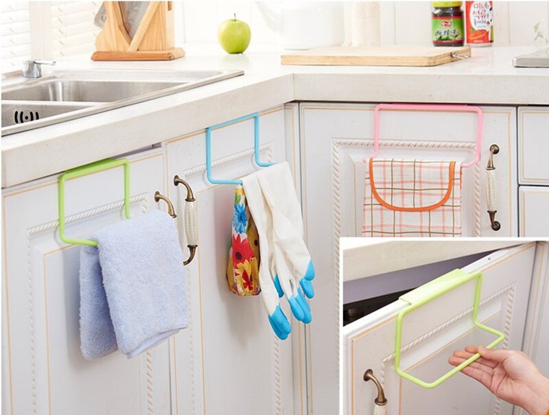 Garbage Bag Hanging Holder Cupboard Door Back Trash Rack Kitchen Cabinets Storage Towel Shelf Holders Storage