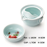 High quality elegant gaiwan,Celadon 3D Carp Kung Fu Tea set Include 1 TeaPot 1 TeaCup,Beautiful and easy teapot kettle.