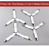 4Pcs/Set Bed Sheet Clip Bed sheet Belt Fastener Mattress Elastic Non-slip Clip Blanket Gripper White and Black