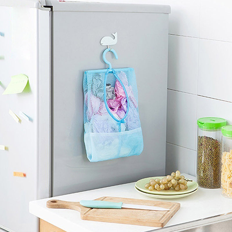 Kitchen Bathroom Wardrobe Underwear Socks Sundries Storage Hook Hanging Multipurpose Mesh Bag Reusable Grocery Organizer