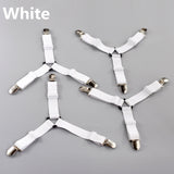 4Pcs/Set Bed Sheet Clip Bed sheet Belt Fastener Mattress Elastic Non-slip Clip Blanket Gripper White and Black