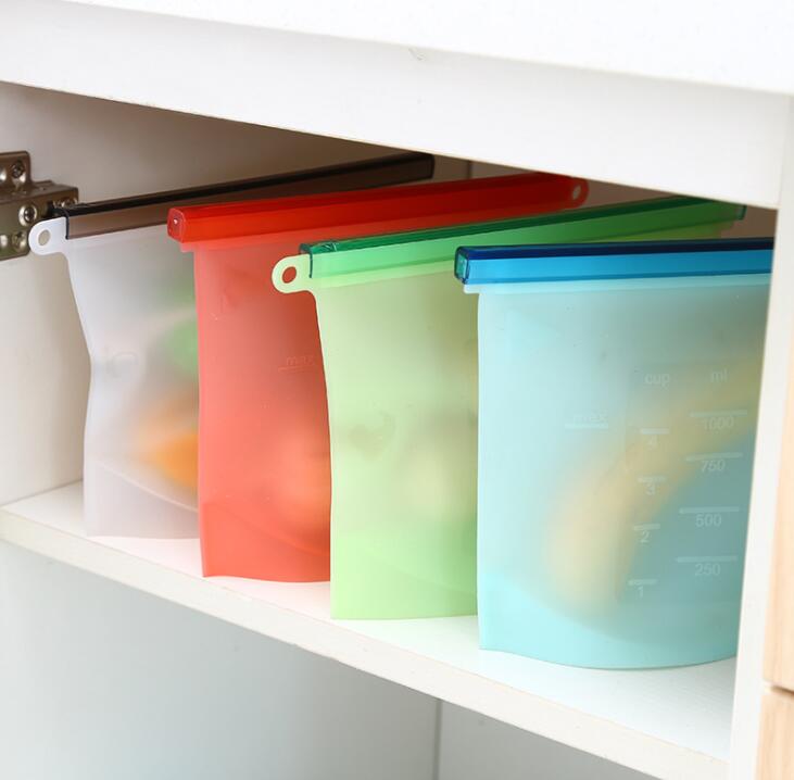 4pcs Reusable Silicone Vacuum Food Fresh Bags Wraps Fridge Food Storage Containers Refrigerator Bag Kitchen Colored Bag