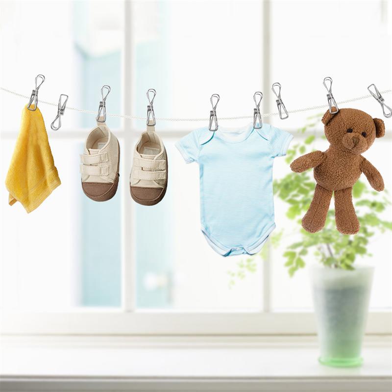 20pcs Multipurpose Stainless Steel Clips Clothes Pins Pegs Holders Clothing Clamps Sealing Clip Household Clothespin