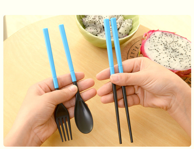 1 Set Portable Folding Travel Dinnerware Set Tableware Cutlery Fork For Traveling Camping Picnic Kids Adult for Bento Lunch DA