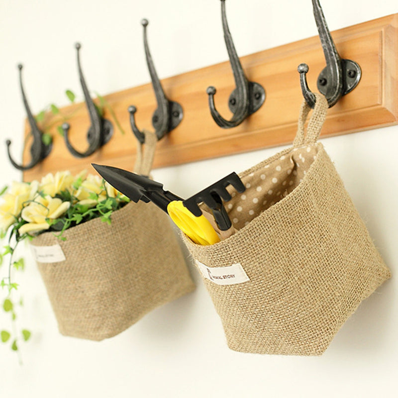 New Living Room Storage Sack Cloth bags Hanging Grocery Cloth Flowerpot Housing Basket