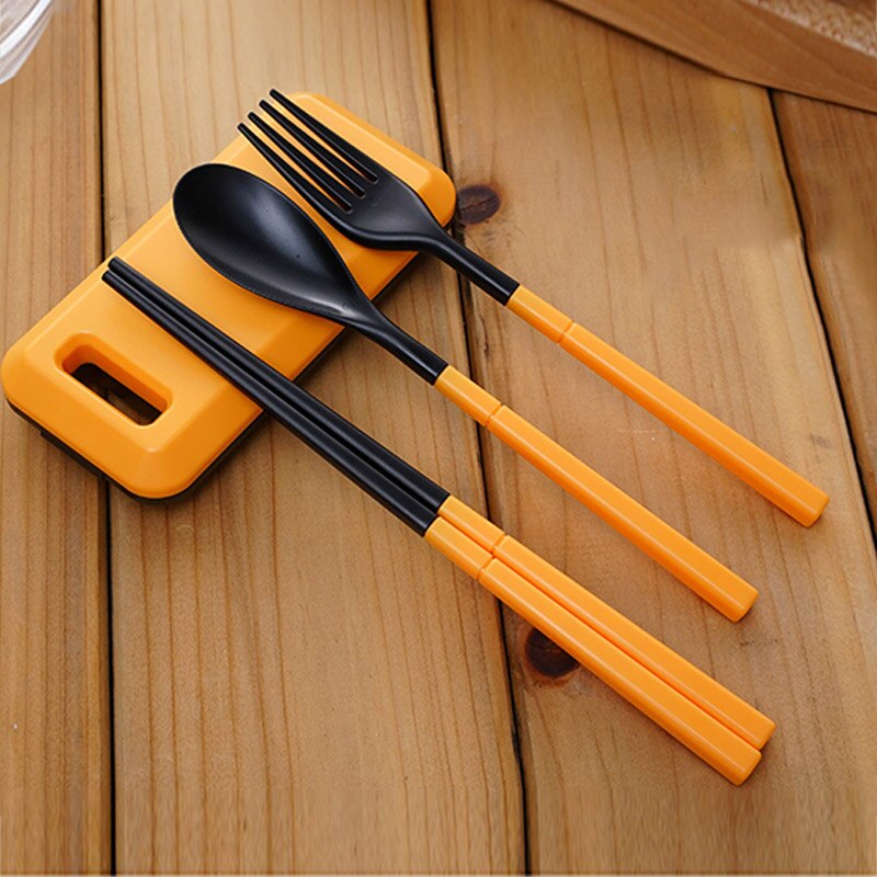 1 Set Portable Folding Travel Dinnerware Set Tableware Cutlery Fork For Traveling Camping Picnic Kids Adult for Bento Lunch DA