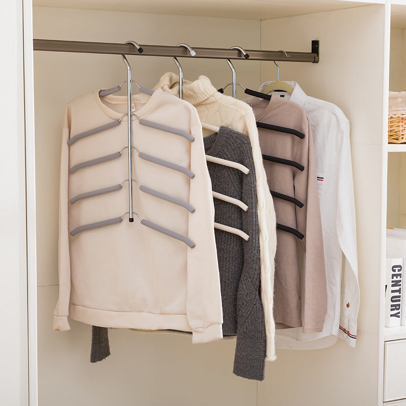 Multilayer Fish Bone Shape Stainless Steel Clothing Storage Racks Clothes Hanger Storage Holder Wardrobe Laundry Drying Rack