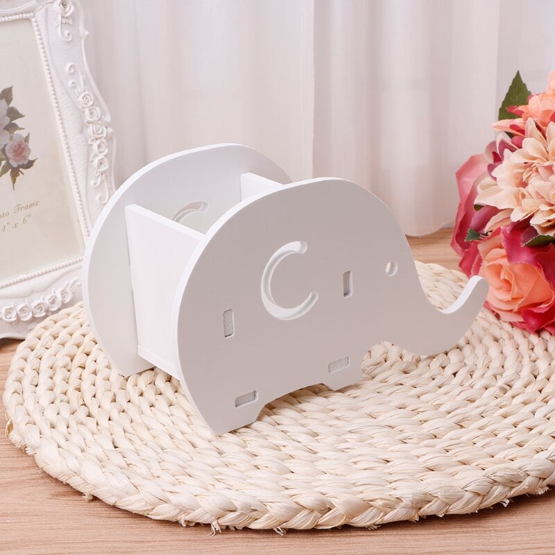 Home Office Desktop Elephant Wood Box Sundries Organizer Stationery Pencil Holder Phone Holder Pen Bracket Stand Storage Rack