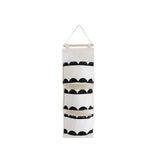 Black white Pattern Cotton Linen Hanging Storage Bag 3 Pockets Wall Mounted Wardrobe Hang Bag Wall Pouch Cosmetic Toys Organizer
