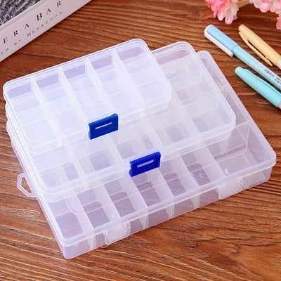 Practical Adjustable 10/15/24 Compartment Plastic Storage Box Jewelry Earring Bead Screw Holder Case Display Organizer Container