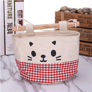 Retro Style and Water Proof Design New Cotton Cartoon Cat Hanging Storage Bag