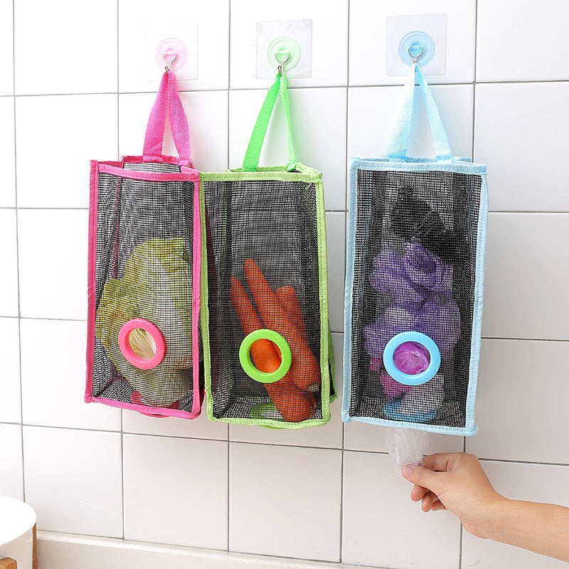 kitchen garbage bags hanging storage mesh bag convenient extraction storage bag organizer