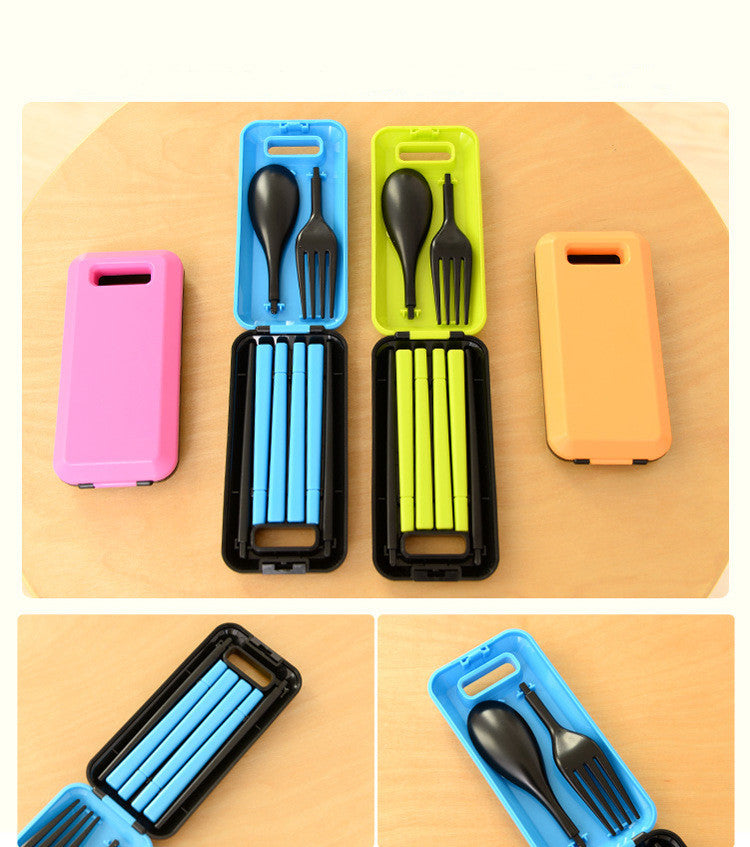 1 Set Portable Folding Travel Dinnerware Set Tableware Cutlery Fork For Traveling Camping Picnic Kids Adult for Bento Lunch DA