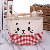 Retro Style and Water Proof Design New Cotton Cartoon Cat Hanging Storage Bag