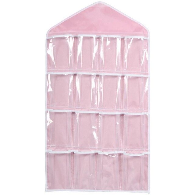 16 Pockets 78*42cm Household Clear Hanging Bag Socks Bra Underwear Rack Hanger Storage Organizer Wardrobe New