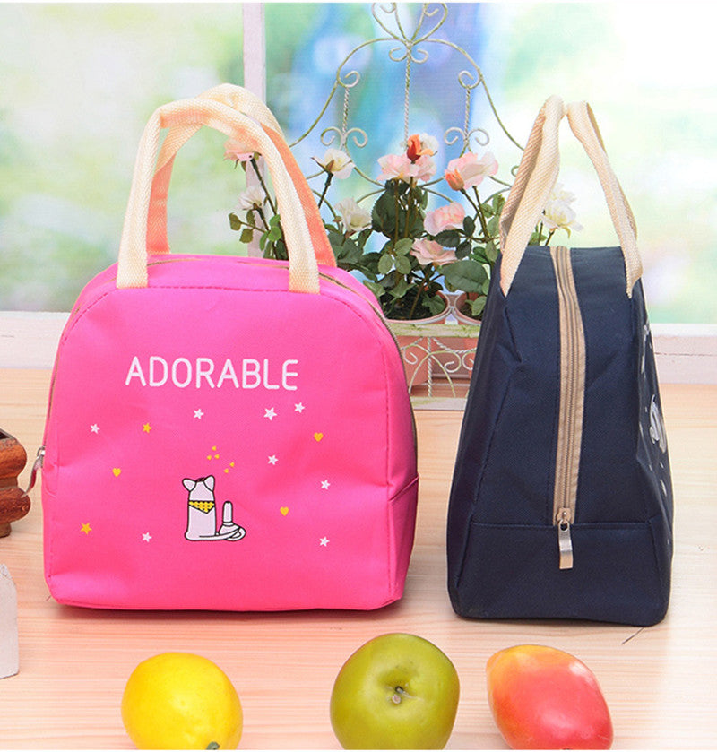 Lunch Bag kitchen organizer Oxford Cloth Cartoon Print Handy Thickness Insulated Picnic School Lunch Bags Storage Bag E5M1