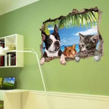 Elegant 3D Cat Dog Pattern Wall Sticker Waterproof Art Mural Living Room Background TV Wall Decoration Specification:50*70cm