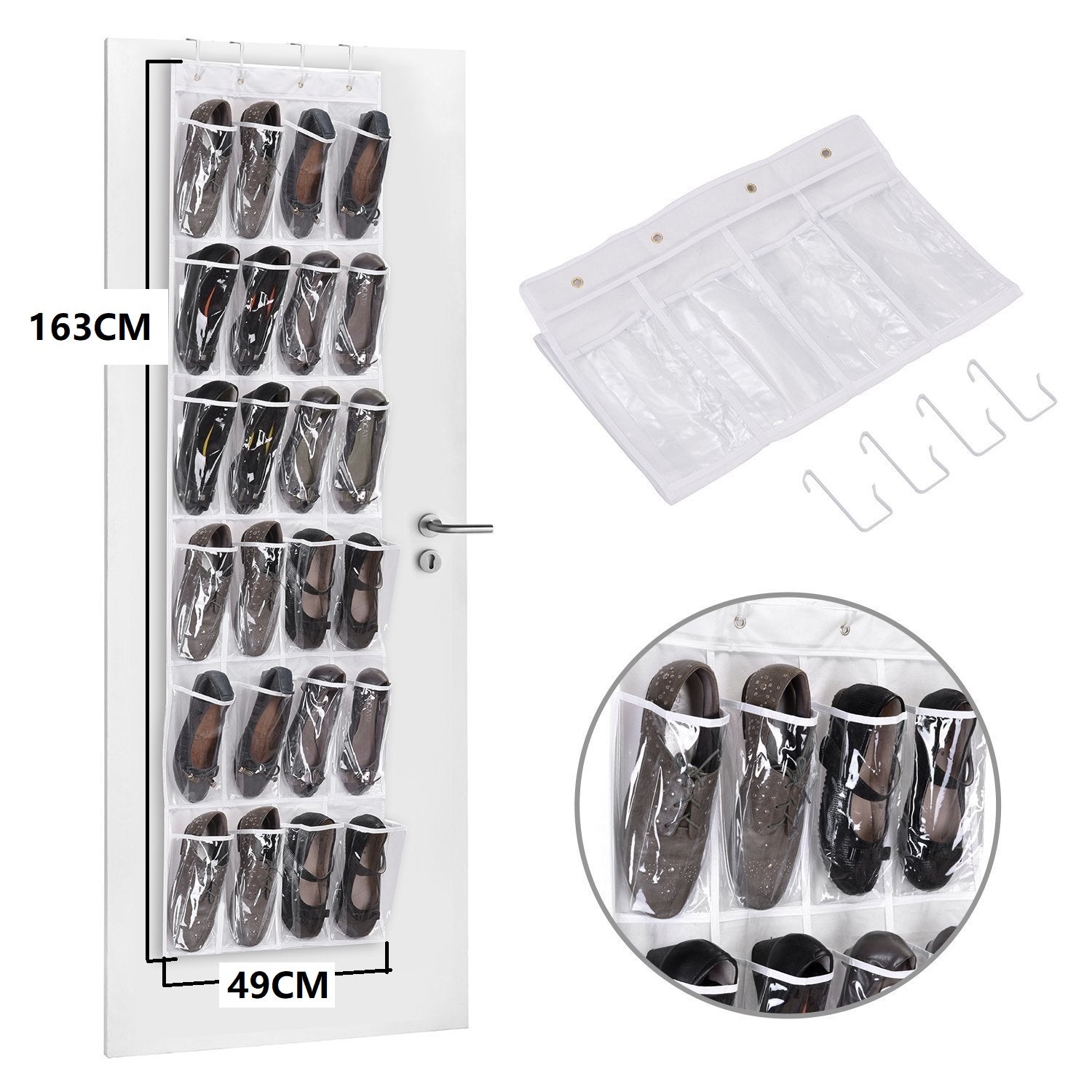 12/24Pocket Over the Door Shoe Organizer Hanging Organizers Space Saver Rack Hanging Storage Hanger