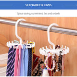Neck Tie Holder Space Saving Multifunction 1 PC Plastic 20 Hooks 360 Degree Rotating Belt Rack Neck Tie Hanger