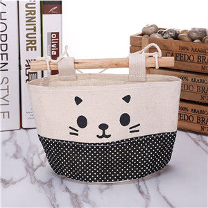Retro Style and Water Proof Design New Cotton Cartoon Cat Hanging Storage Bag