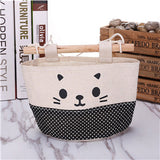 Retro Style and Water Proof Design New Cotton Cartoon Cat Hanging Storage Bag