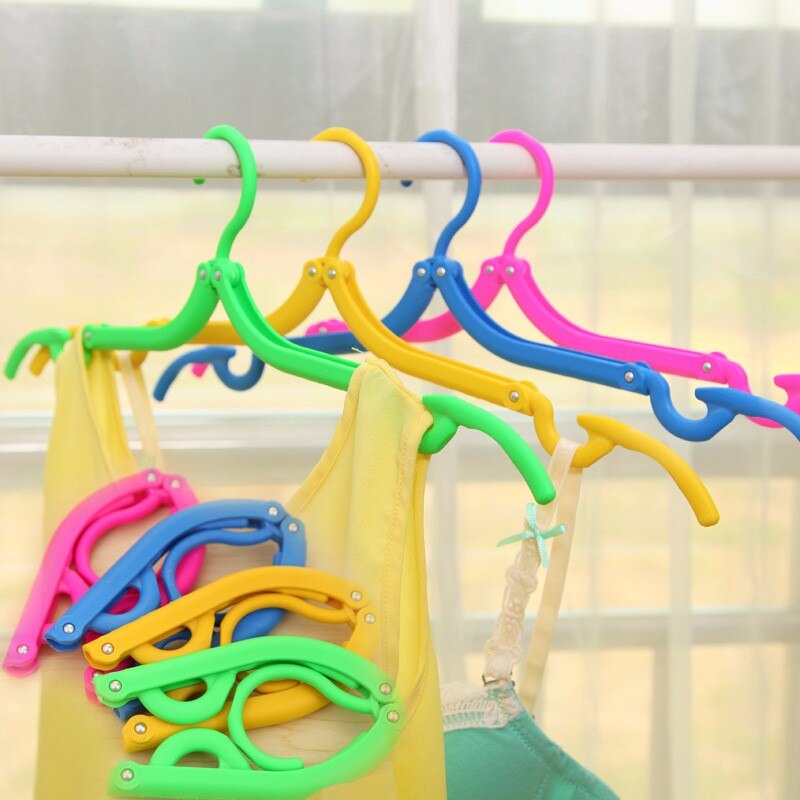 Portable Travel Hanger Non-Slip Plastic Foldable Cloth Rack Drying Clothespin Trouser Coat Towel Socks Storage Closet Organizer