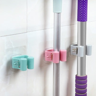 Wall Mounted Mop Holder Brush Broom Hanger Storage Rack Kitchen Organizer with Mounted Accessory Hanging Cleaning Tools