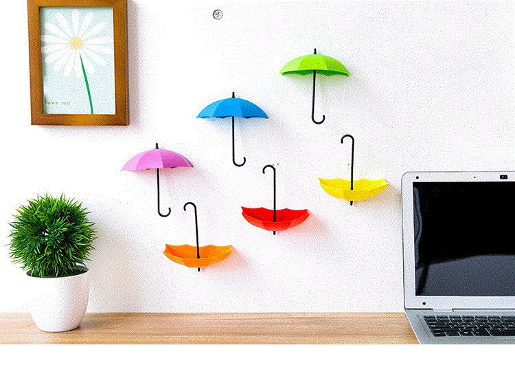 3Pcs/set Umbrella Shaped Dual Use Key Hanger Rack Creative Kitchen Bathroom Wall Decorative Holder Accessories Tools