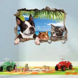 Elegant 3D Cat Dog Pattern Wall Sticker Waterproof Art Mural Living Room Background TV Wall Decoration Specification:50*70cm