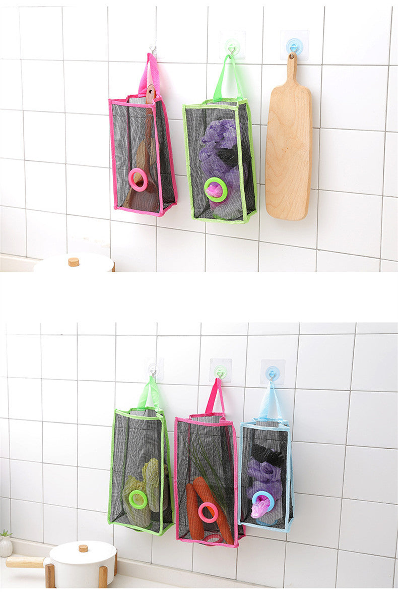 kitchen garbage bags hanging storage mesh bag convenient extraction storage bag organizer