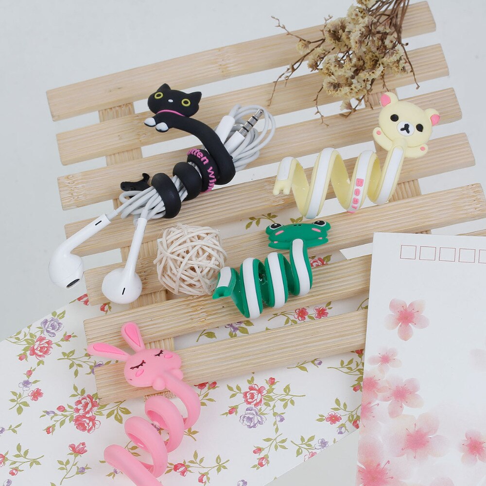 1 PC Cartoon Cable Winder Wire Cable Ties TV Computer Earphone Cable Wire Organizer Holder Cable Winding Thread Tool At Random