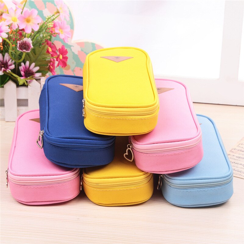 Korean Style Candy Color Brief Canvas Pencil Case Multifunction Stationery Storage Organizer Bag School Supply