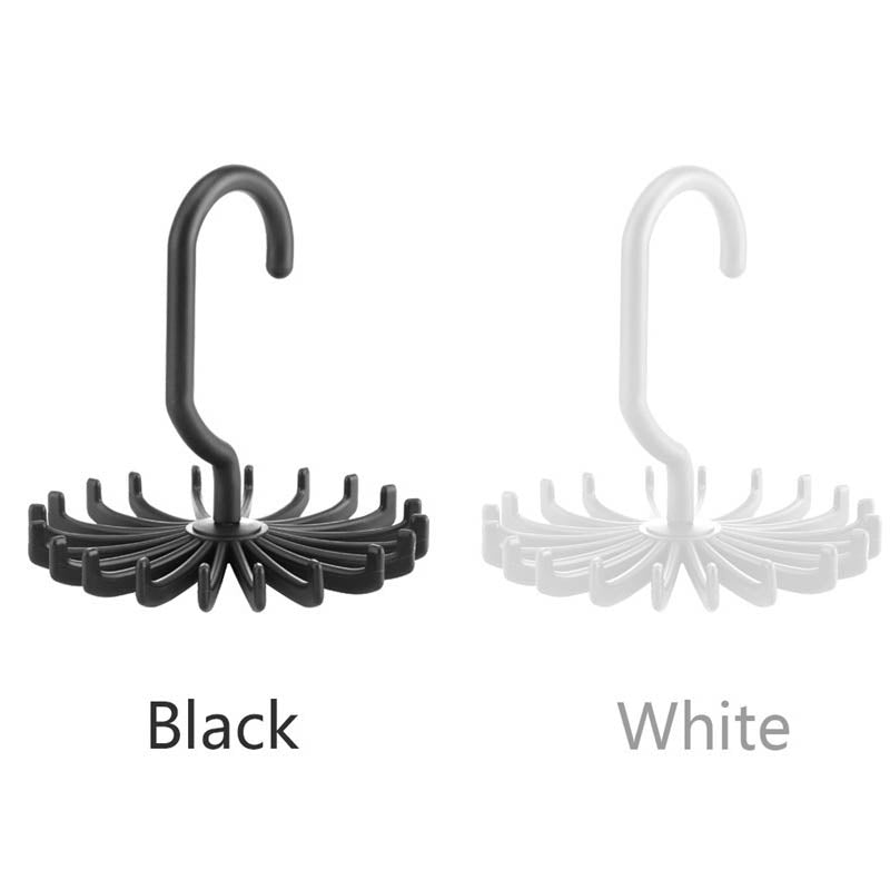 Neck Tie Holder Space Saving Multifunction 1 PC Plastic 20 Hooks 360 Degree Rotating Belt Rack Neck Tie Hanger