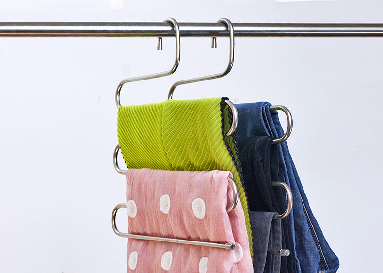 Multilayer Fish Bone Shape Stainless Steel Clothing Storage Racks Clothes Hanger Storage Holder Wardrobe Laundry Drying Rack